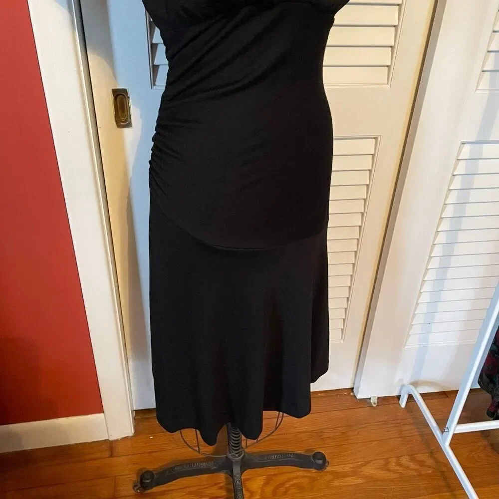 DVF | black v-neck wool dress 6